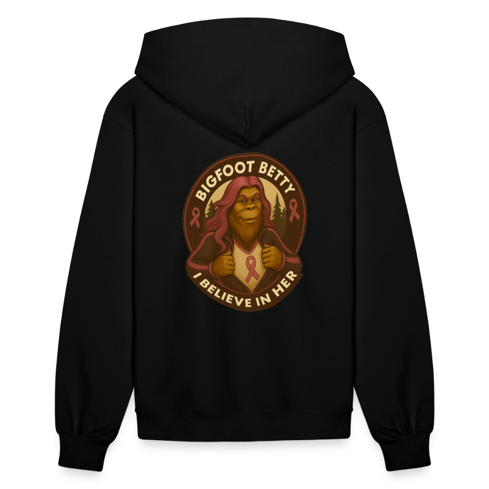 Women's Hoodie - I Believe In Her (F/B) (RETRO) PINK RIBBON - black