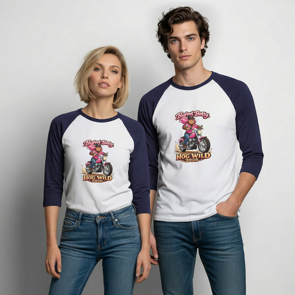 Baseball T-Shirt - BFB Hog Wild - MOTORCYCLE - white/navy