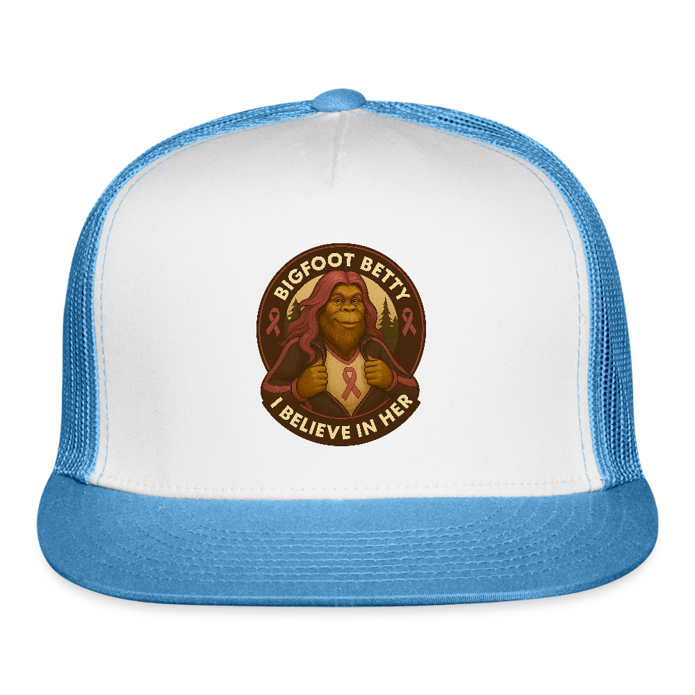 Trucker Hat - I Believe In Her (RETRO) - white/blue