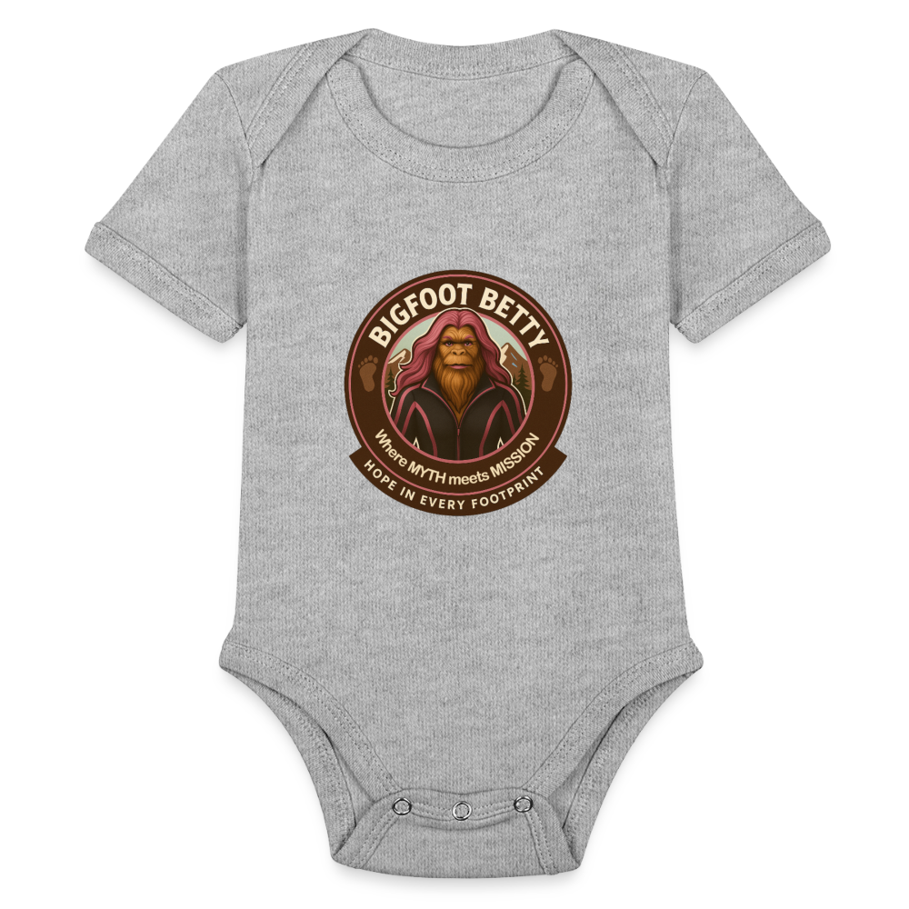 Organic Short Sleeve Baby Bodysuit - Hope in Every Footprint (RETRO) - heather grey