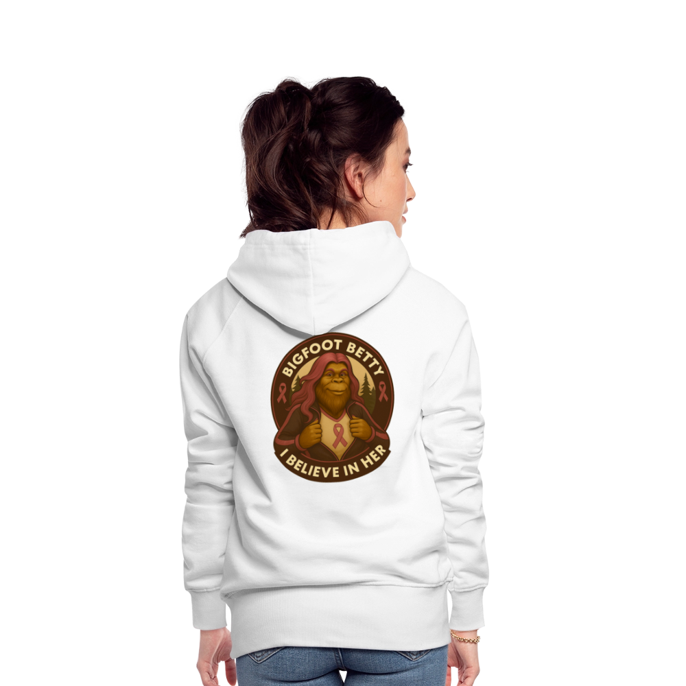 Women’s Premium Hoodie - I Believe In Her (F/B) (RETRO) PINK RIBBON - white
