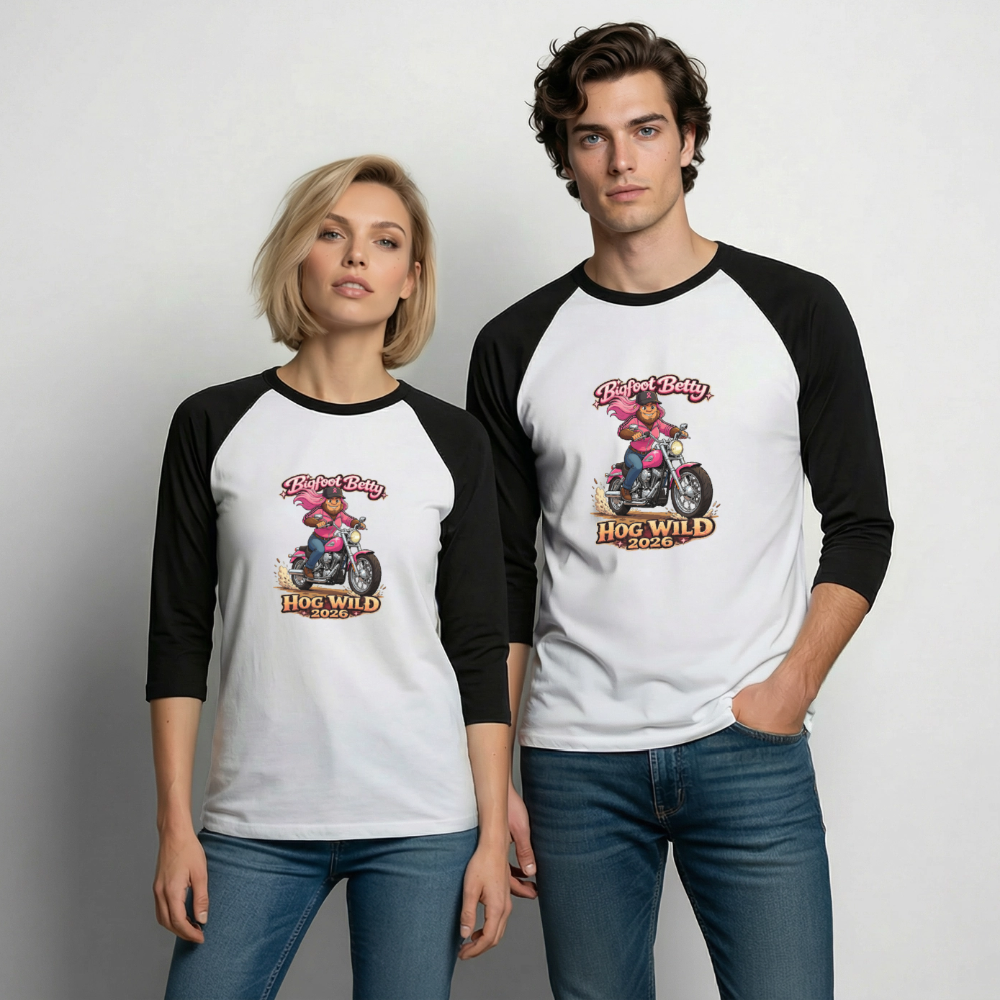 Baseball T-Shirt - BFB Hog Wild - MOTORCYCLE - white/black