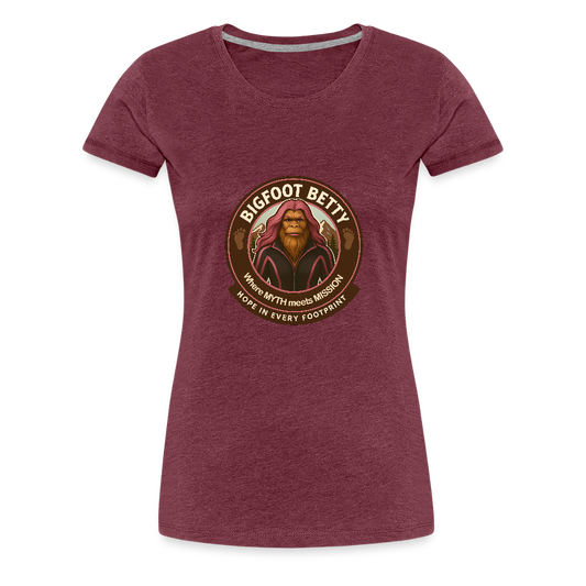 Women’s Premium T-Shirt - Hope in Every Footprint (RETRO) - heather burgundy
