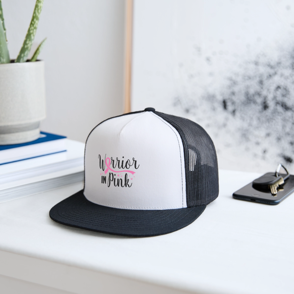 Warrior in Pink Trucker Hat - white/black