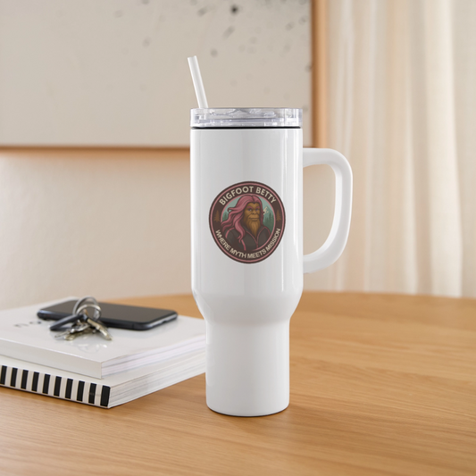 40 oz Travel Tumbler - Where Myth Meets Mission (RETRO) - white