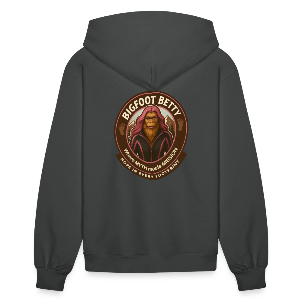 Women's Hoodie - Hope in Every Footprint (F/B) (RETRO) PINK RIBBON - asphalt