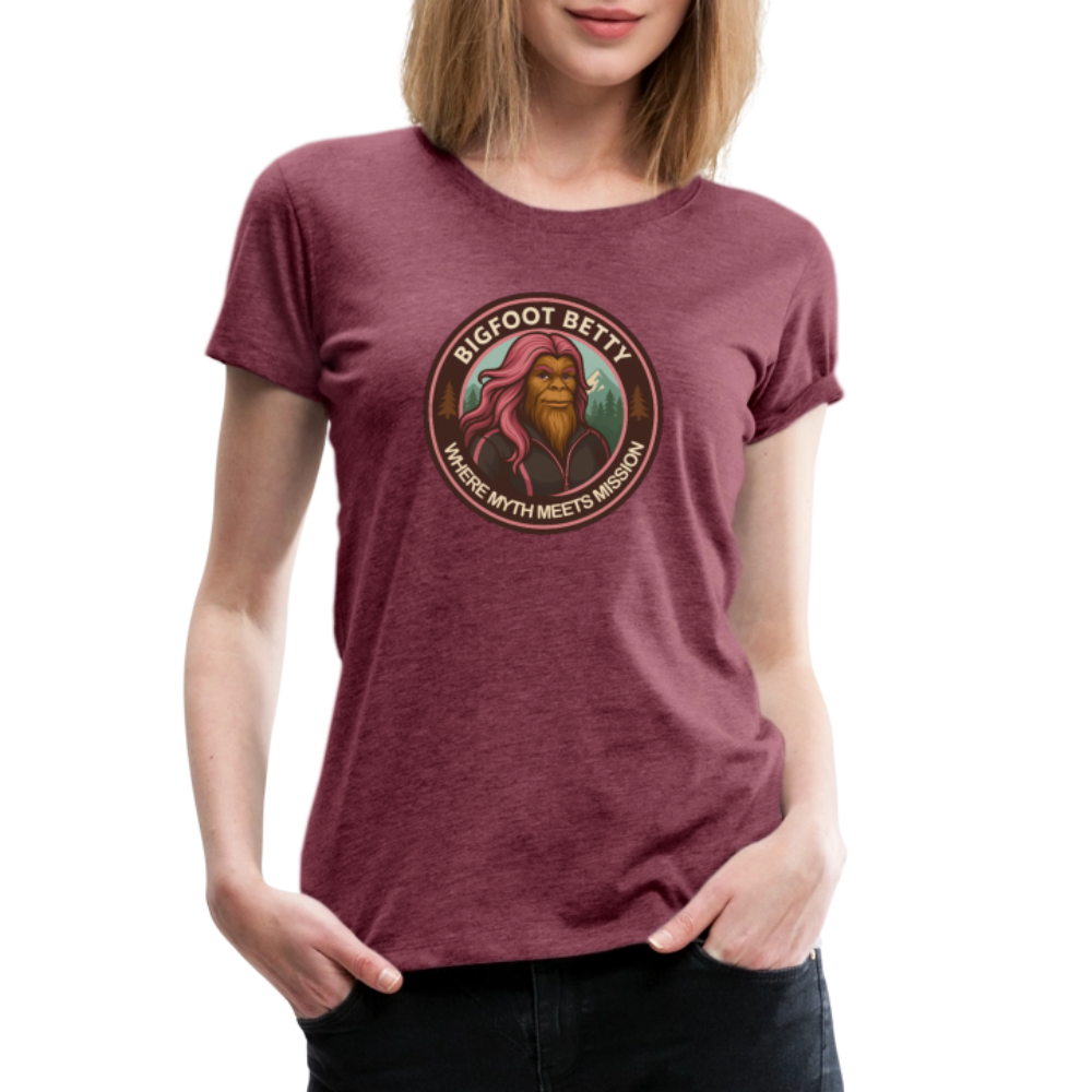 Women’s Premium T-Shirt - Where Myth Meets Mission (RETRO) - heather burgundy