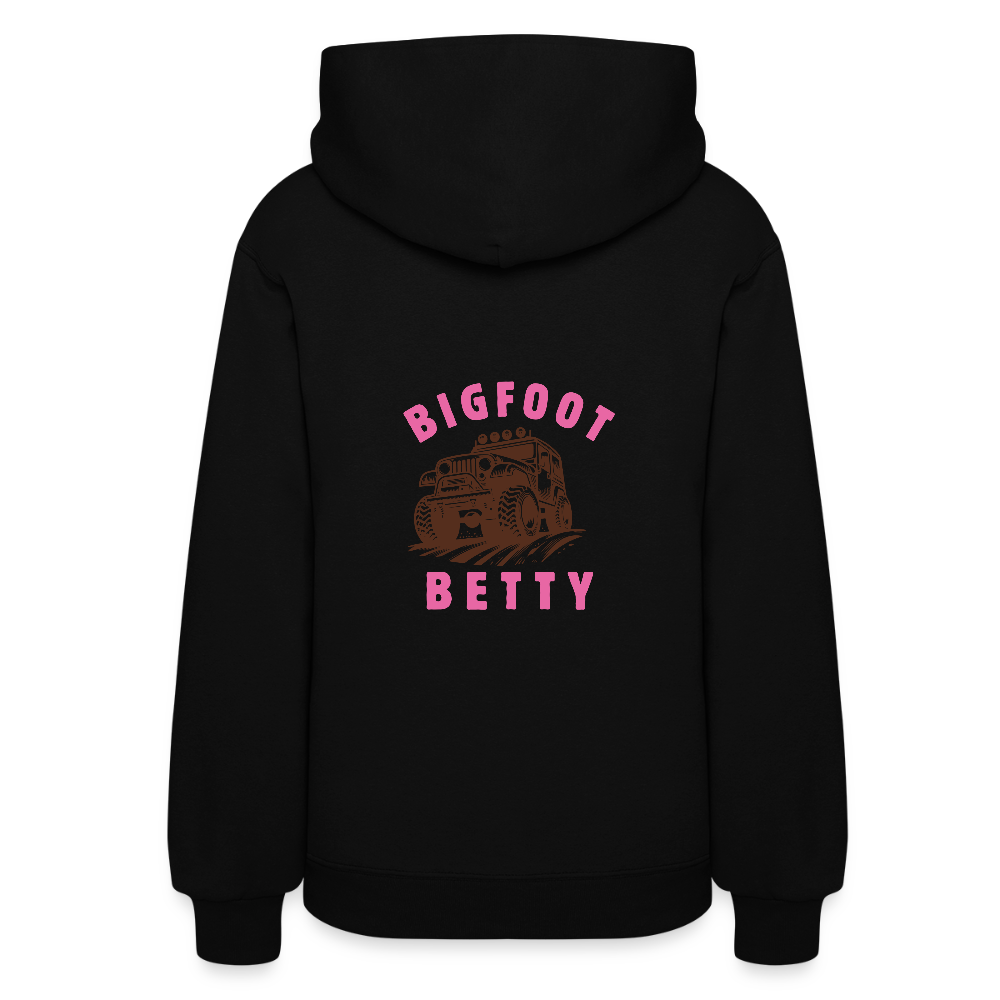 Women's Hoodie - BIGFOOT BETTY HEART - JEEP - PINK RIBBON - black