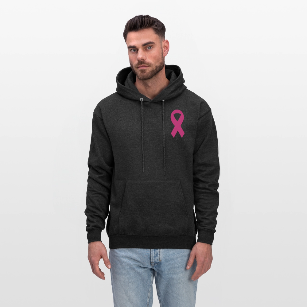 Men's Hoodie - I Believe In Her (RETRO) PINK RIBBON - charcoal grey