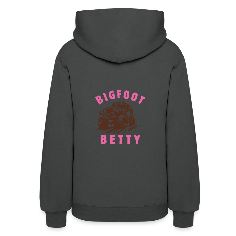 Women's Hoodie - BIGFOOT BETTY HEART - JEEP - PINK RIBBON - asphalt