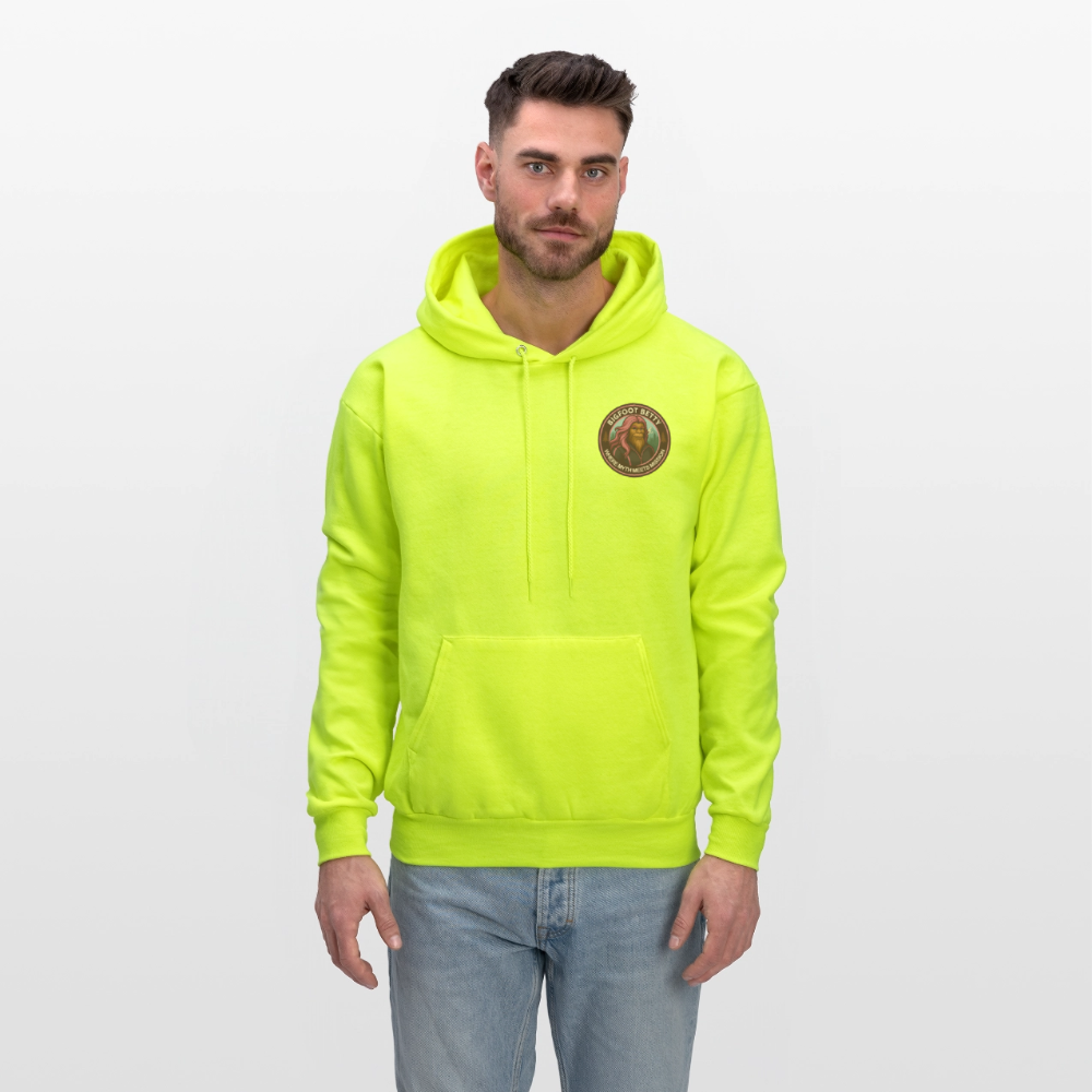 Men's Hoodie - Where Myth Meets Mission (F/B) (RETRO) - safety green
