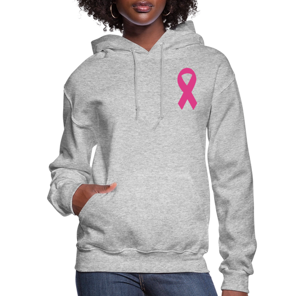 Women's Hoodie - Hope in Every Footprint (F/B) (RETRO) PINK RIBBON - heather gray