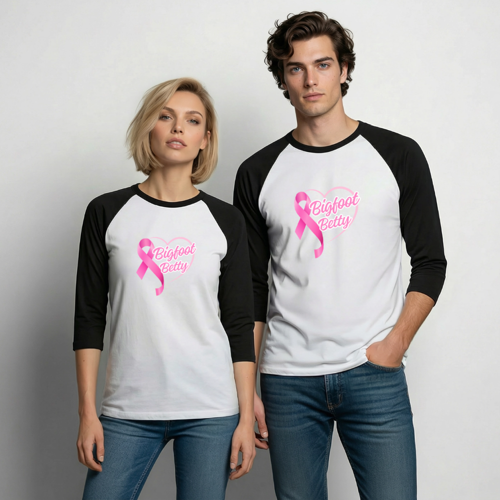 Baseball T-Shirt - BFB Pink Ribbon - white/black