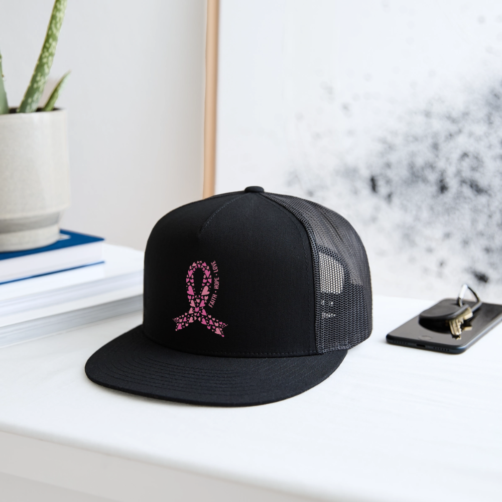 Faith Hope Love Trucker Hat - black/black