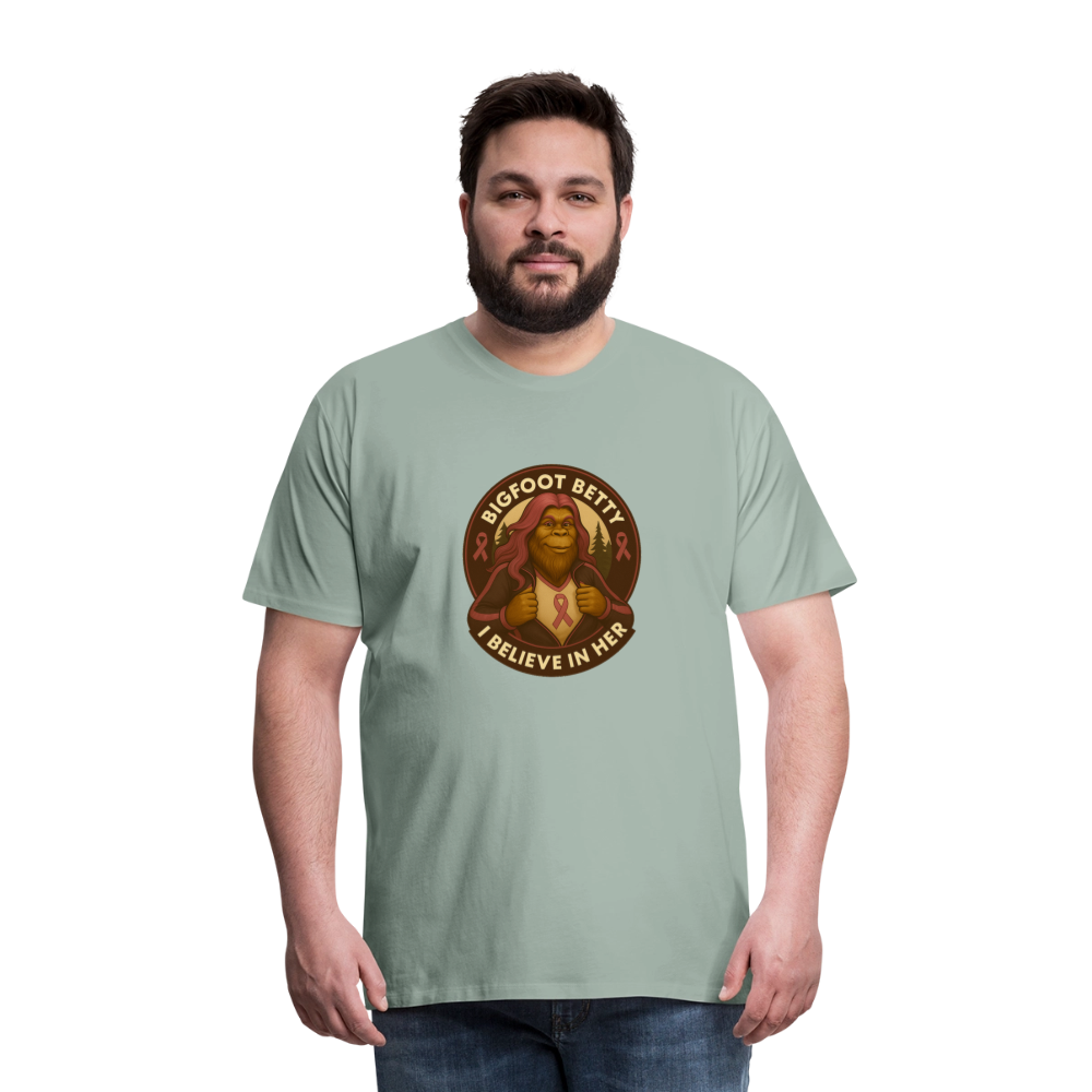 Men's Premium T-Shirt - I Believe In Her (RETRO) - steel green