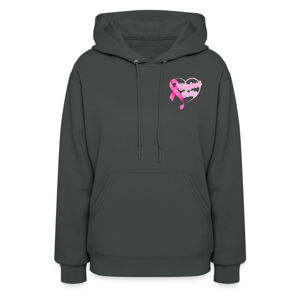 Women's Hoodie - BIGFOOT BETTY HEART - JEEP - PINK RIBBON - asphalt