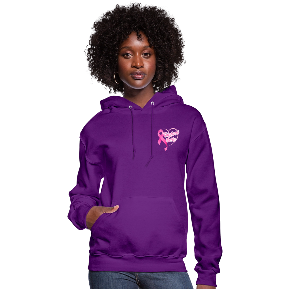 Women's Hoodie - BIGFOOT BETTY HEART - JEEP - PINK RIBBON - purple