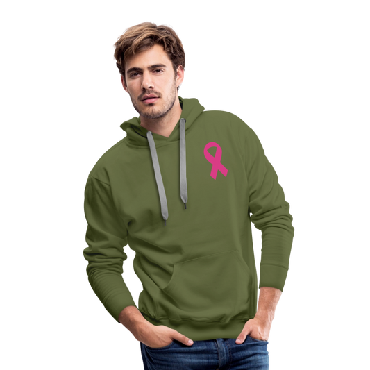 Men’s Premium Hoodie - Where Myth Meets Mission  (RETRO) PINK RIBBON - olive green
