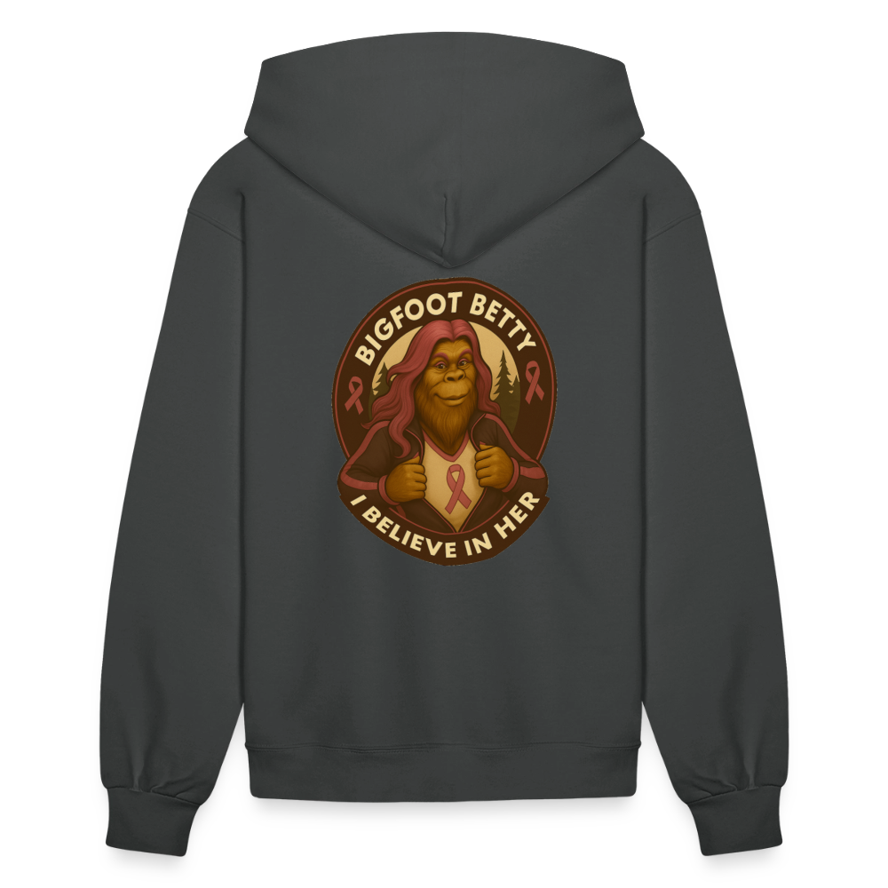 Women's Hoodie - I Believe In Her (F/B) (RETRO) PINK RIBBON - asphalt