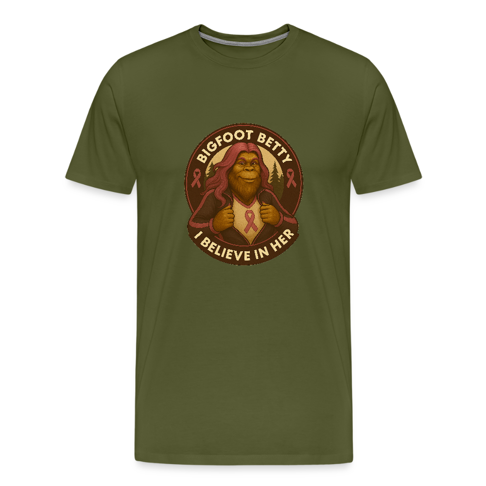 Men's Premium T-Shirt - I Believe In Her (RETRO) - olive green