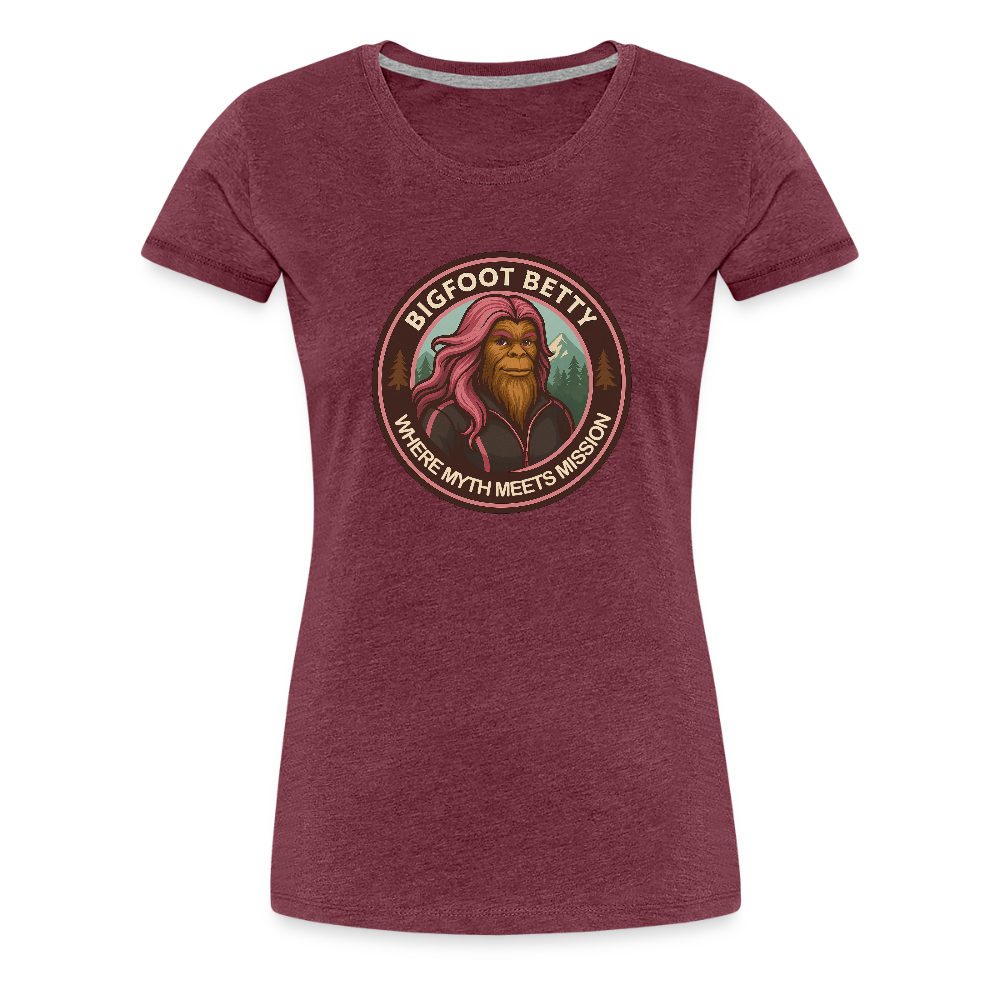 Women’s Premium T-Shirt - Where Myth Meets Mission (RETRO) - heather burgundy