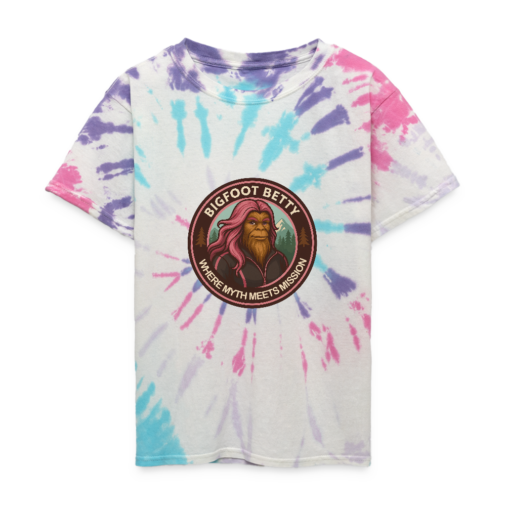 Kid's Tie Dye T-Shirt - Where Myth Meets Mission (RETRO) - Pastel Spiral