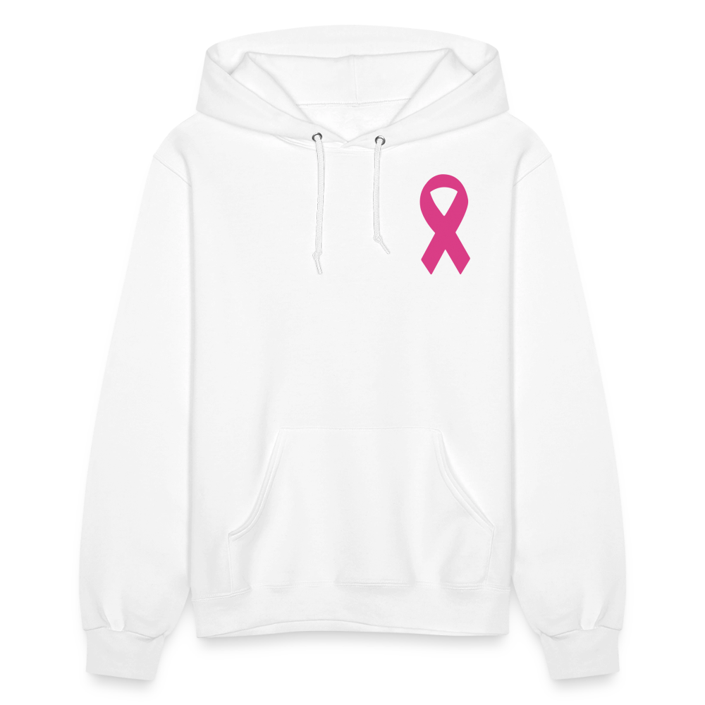 Women's Hoodie - Hope in Every Footprint (F/B) (RETRO) PINK RIBBON - white
