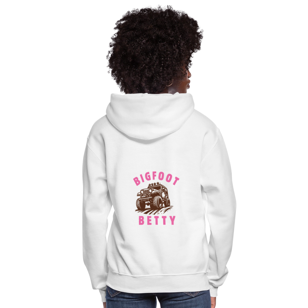 Women's Hoodie - BIGFOOT BETTY - JEEP - PINK RIBBON - white