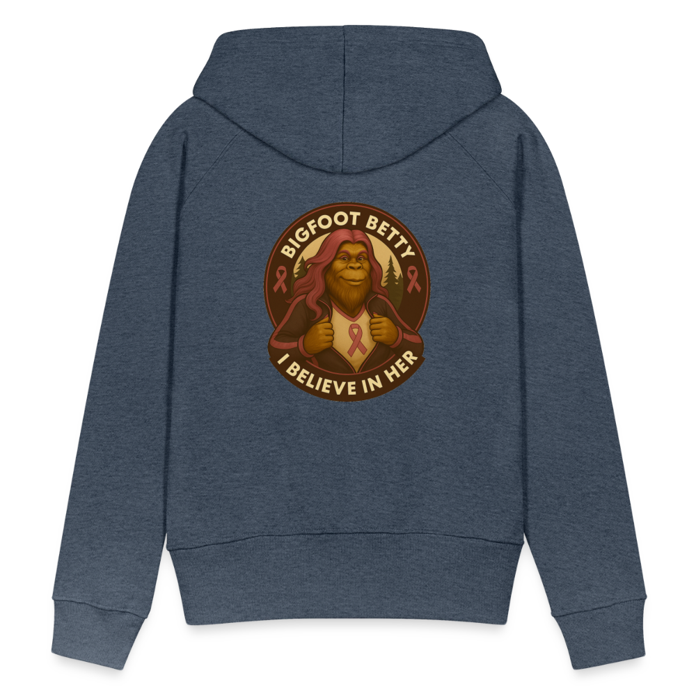 Women’s Premium Hoodie - I Believe In Her (F/B) (RETRO) PINK RIBBON - heather denim