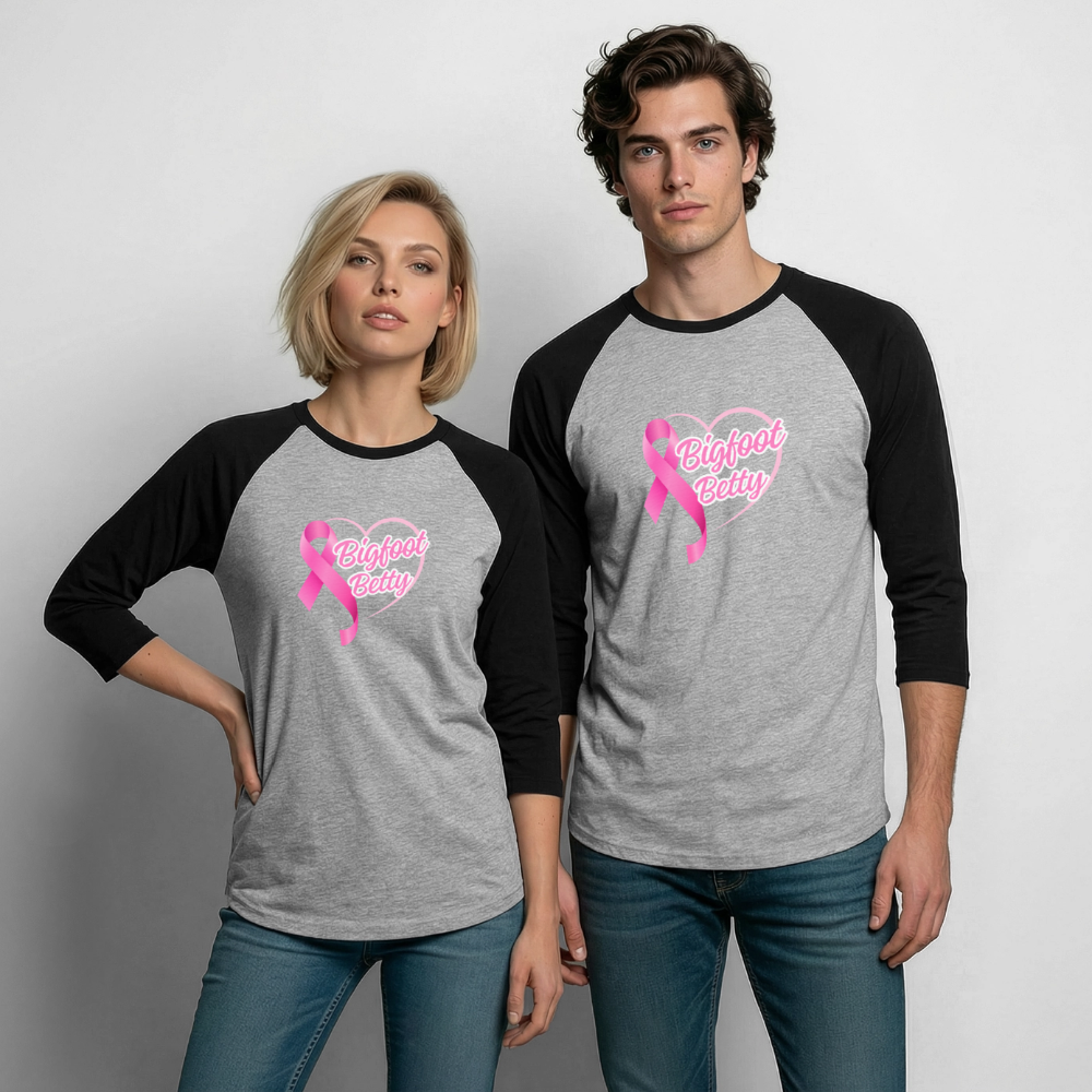 Baseball T-Shirt - BFB Pink Ribbon - heather gray/black