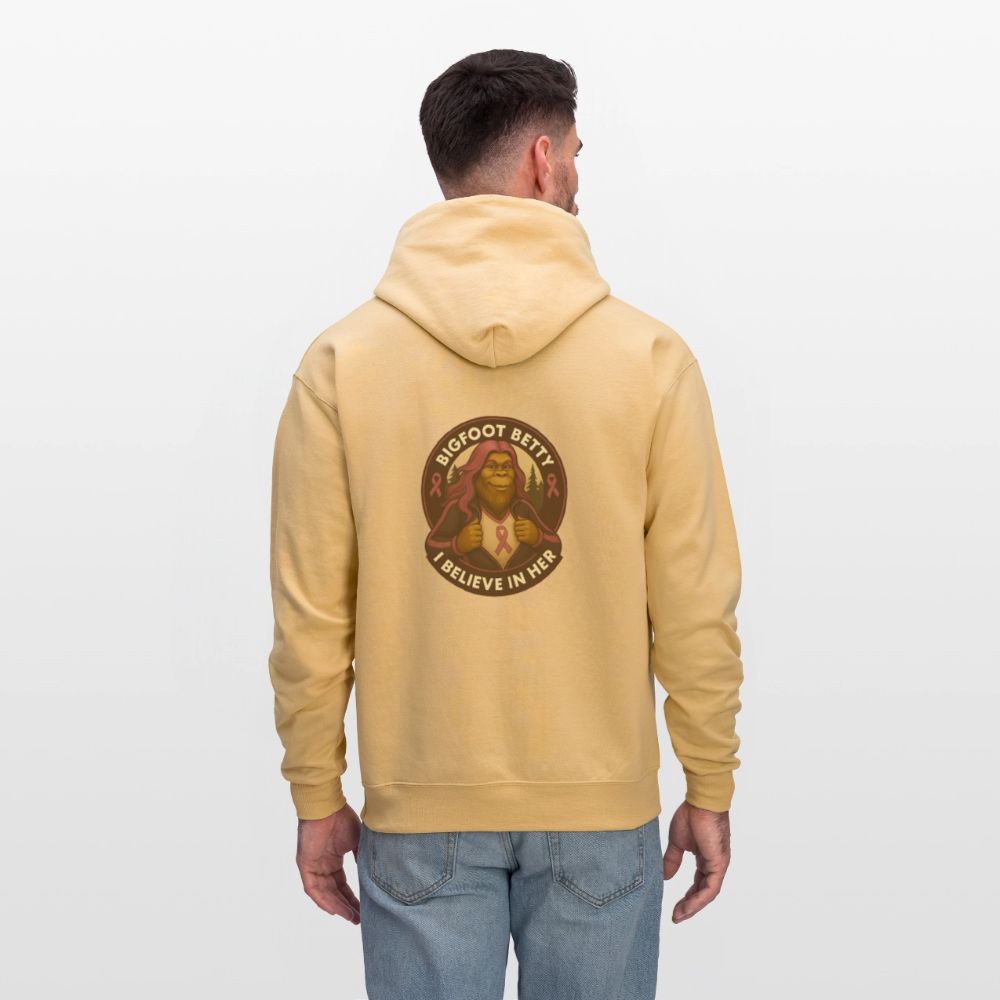 Men's Hoodie - I Believe In Her (RETRO) PINK RIBBON - light gold 