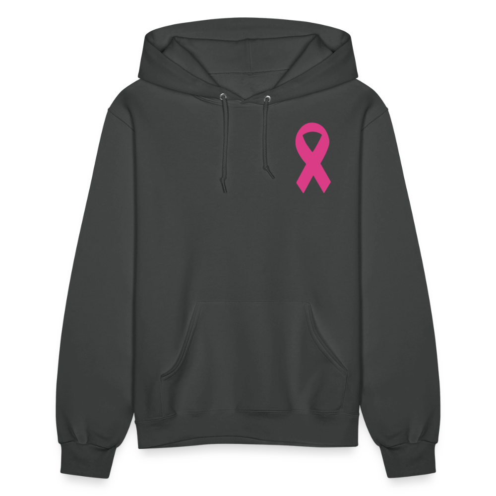 Women's Hoodie - Hope in Every Footprint (F/B) (RETRO) PINK RIBBON - asphalt