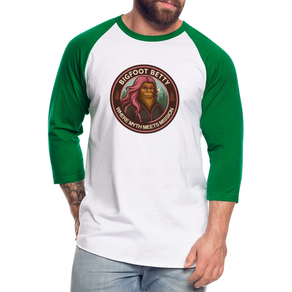 Baseball T-Shirt - Where Myth Meets Mission (RETRO) - white/kelly green