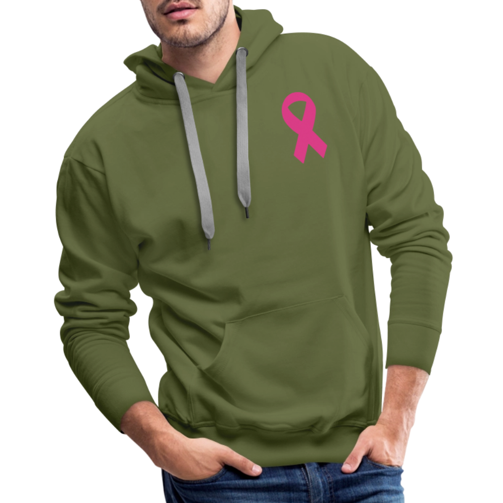 Men’s Premium Hoodie - Where Myth Meets Mission  (RETRO) PINK RIBBON - olive green