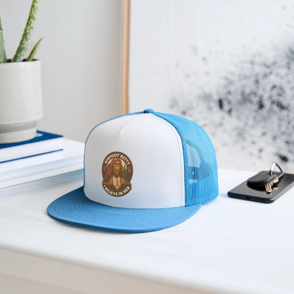 Trucker Hat - I Believe In Her (RETRO) - white/blue