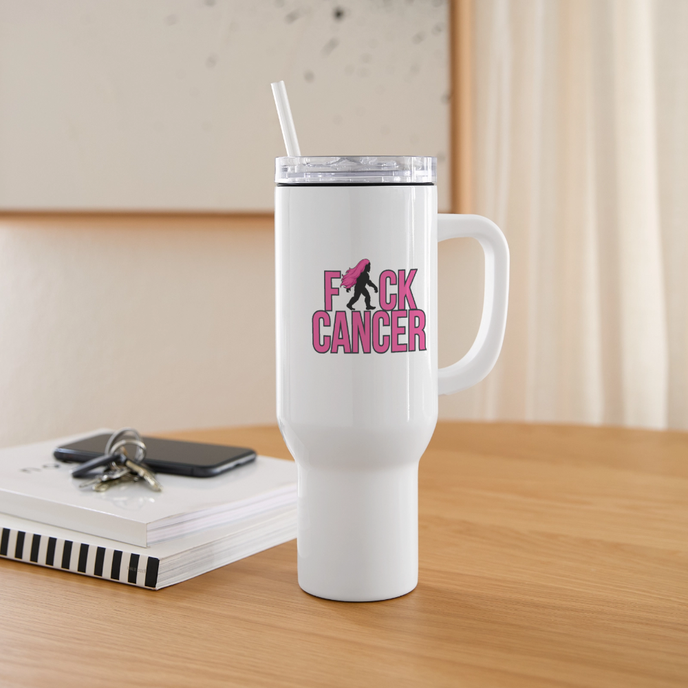 40 oz Travel Tumbler - FK Cancer Pink - white