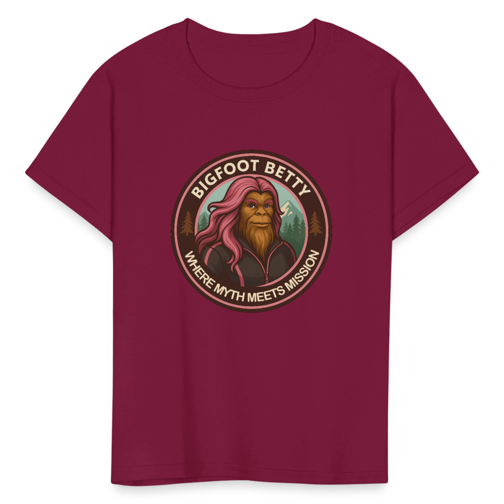 Kids' T-Shirt - Where Myth Meets Mission (RETRO) - burgundy