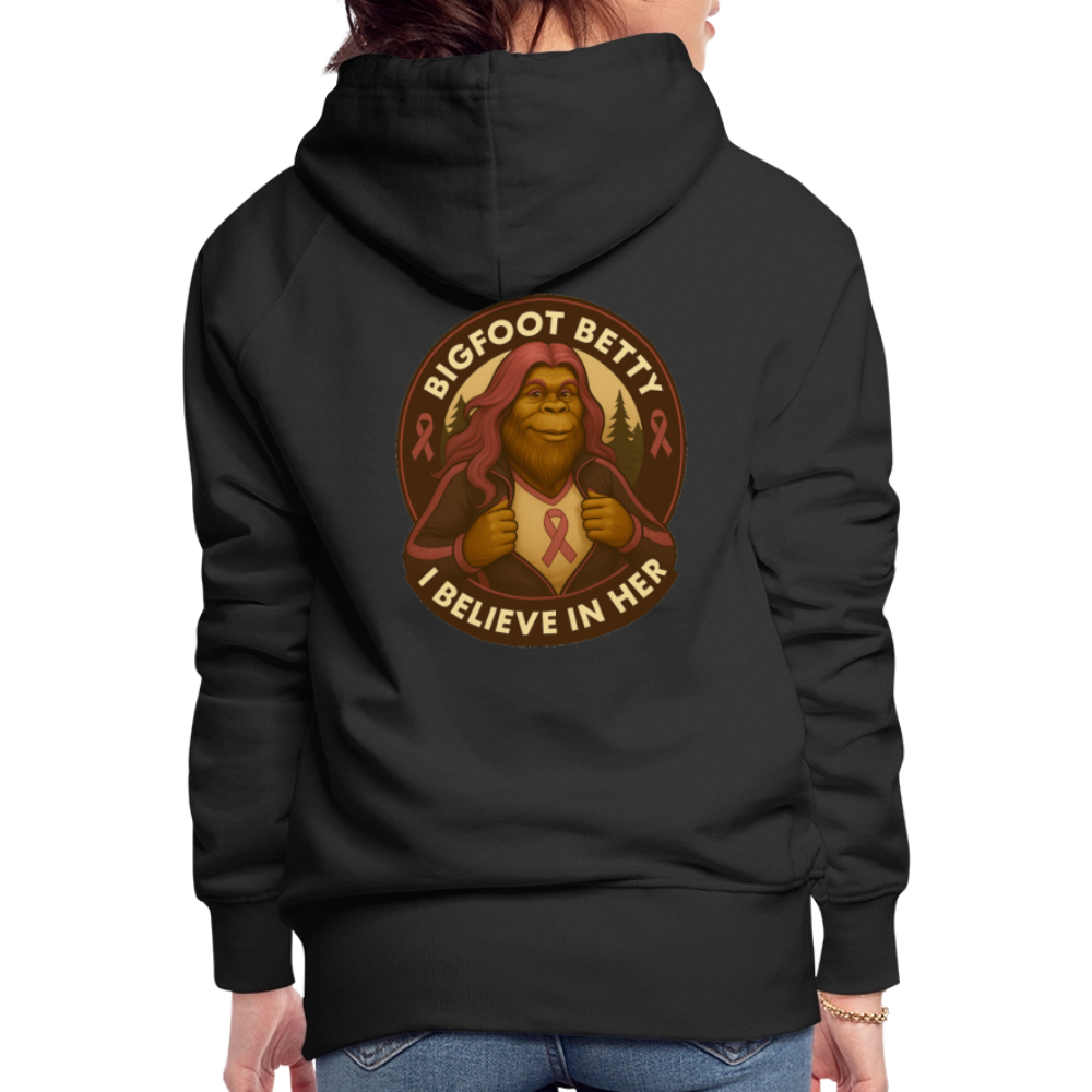 Women’s Premium Hoodie - I Believe In Her (F/B) (RETRO) PINK RIBBON - black