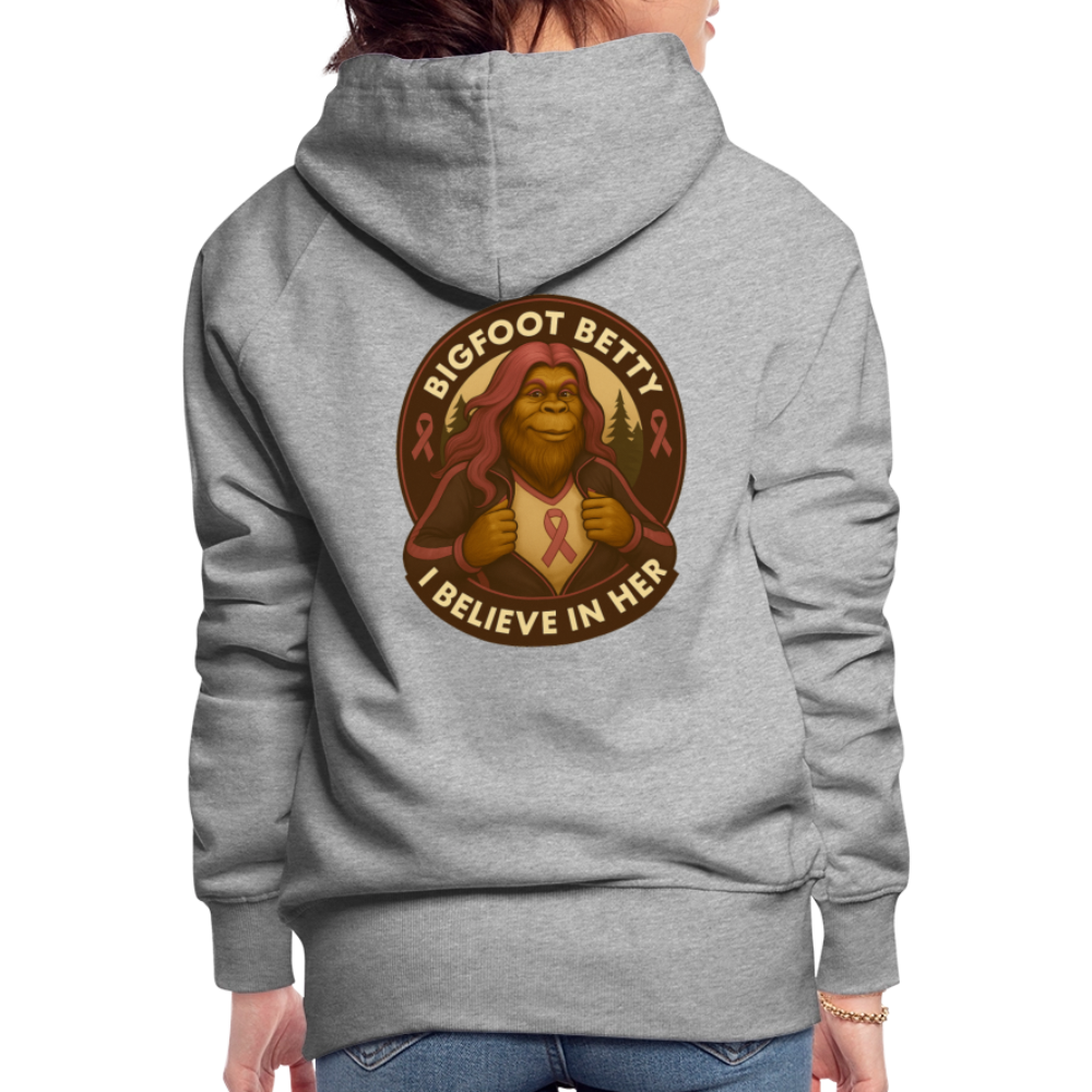 Women’s Premium Hoodie - I Believe In Her (F/B) (RETRO) PINK RIBBON - heather grey