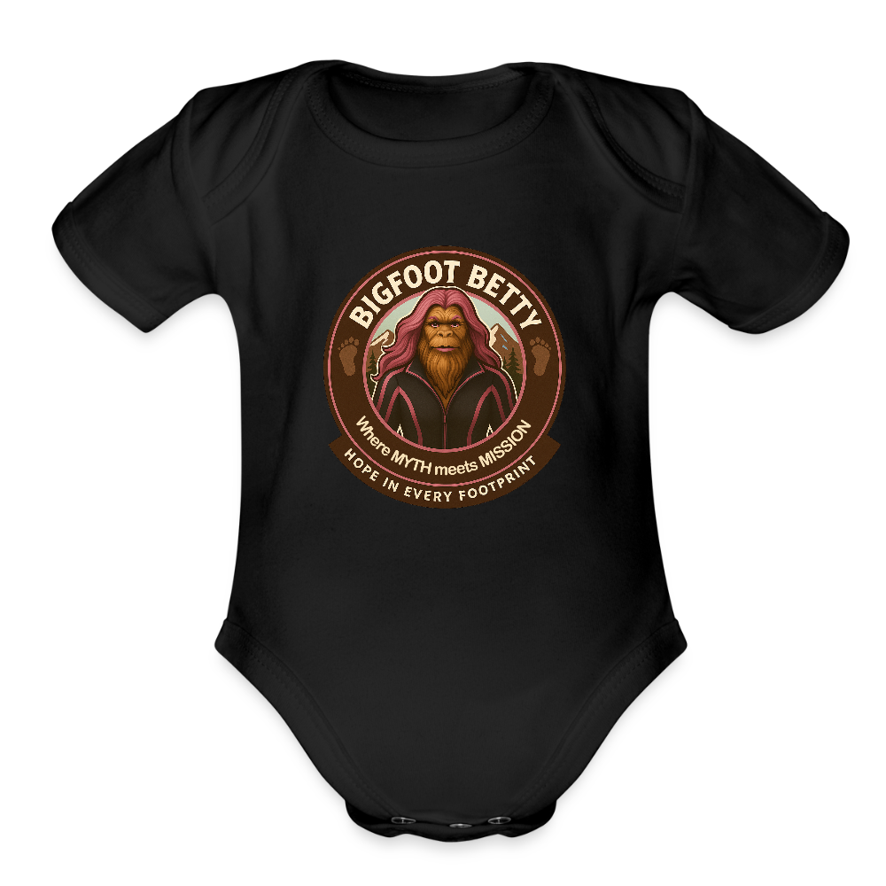 Organic Short Sleeve Baby Bodysuit - Hope in Every Footprint (RETRO) - black