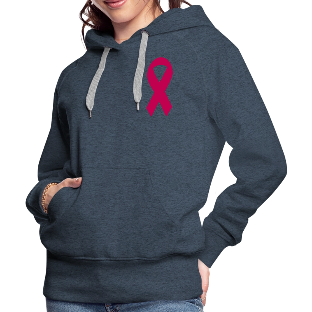 Women’s Premium Hoodie - I Believe In Her (F/B) (RETRO) PINK RIBBON - heather denim