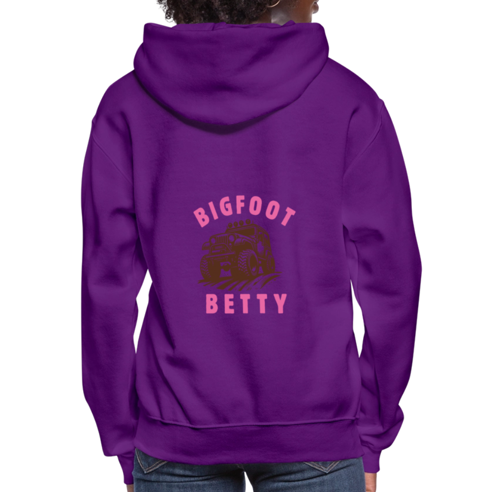 Women's Hoodie - BIGFOOT BETTY HEART - JEEP - PINK RIBBON - purple