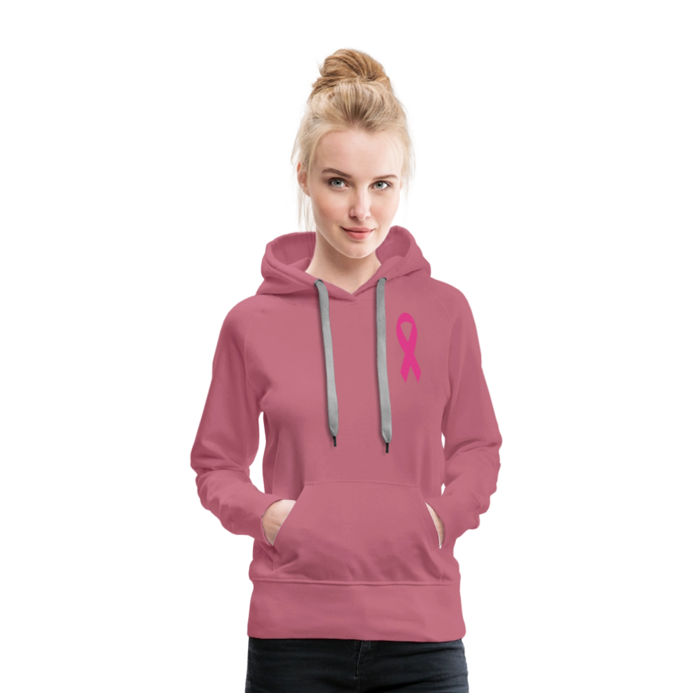 Women’s Premium Hoodie - Hope in Every Footprint (F/B) (RETRO) PINK RIBBON - mauve