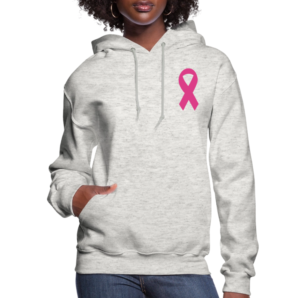 Women's Hoodie - Hope in Every Footprint (F/B) (RETRO) PINK RIBBON - heather oatmeal