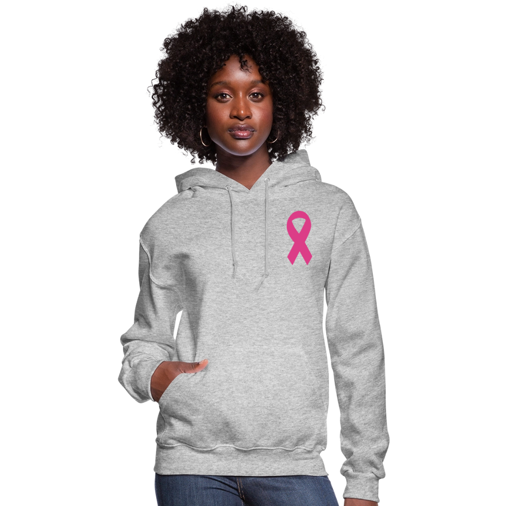 Women's Hoodie - Hope in Every Footprint (F/B) (RETRO) PINK RIBBON - heather gray