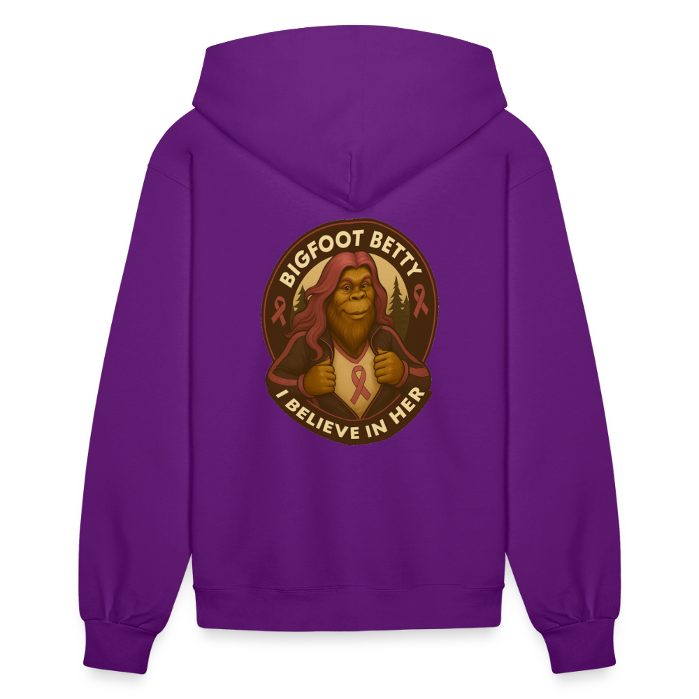 Women's Hoodie - I Believe In Her (F/B) (RETRO) PINK RIBBON - purple