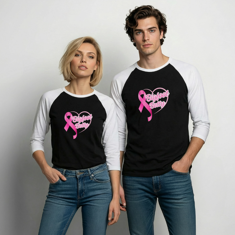 Baseball T-Shirt - BFB Pink Ribbon - black/white