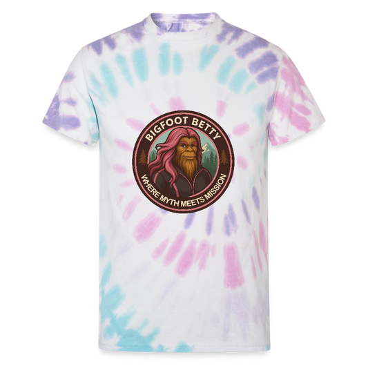Unisex Tie Dye T-Shirt - Where Myth Meets Mission (RETRO) - Pastel Spiral