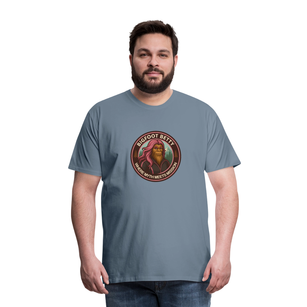 Men's Premium T-Shirt - Where Myth Meets Mission (RETRO) - steel blue