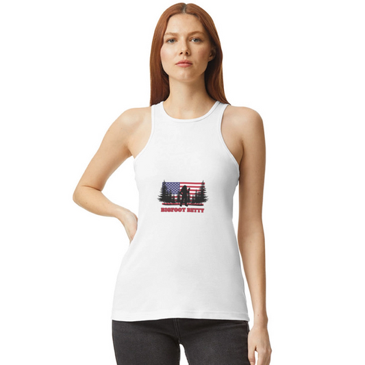 BFB July 4 - Forest Flag Women’s Racerneck Tank - white